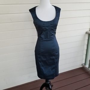 Caché Navy Blue Sheath Cocktail Party Dress